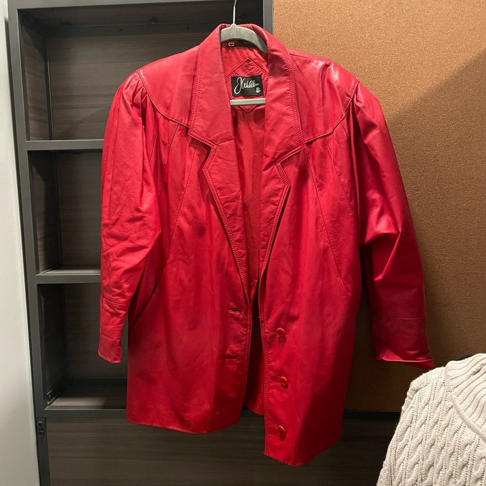 80s silhouette red leather jacket